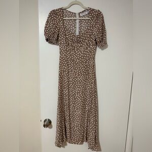 Petal & Pup Brown Tan Puff Sleeve Sundress